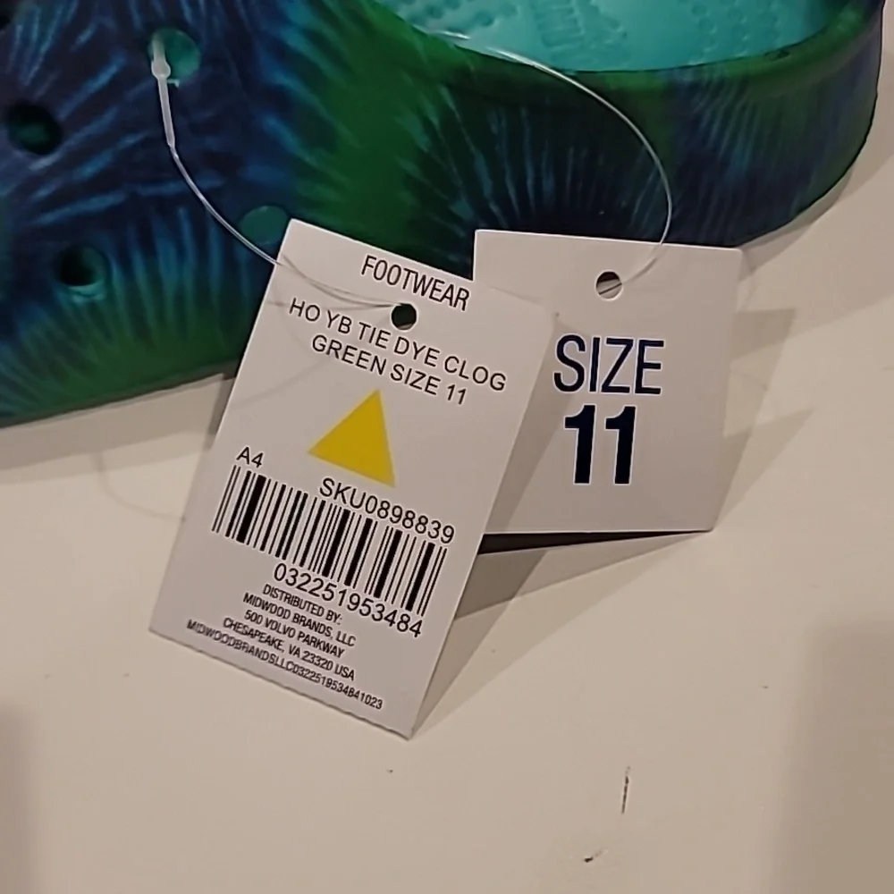 Highland Original Young Boy Tie Dye Rubber Clogs Green Blue 11 - Picture 7 of 7